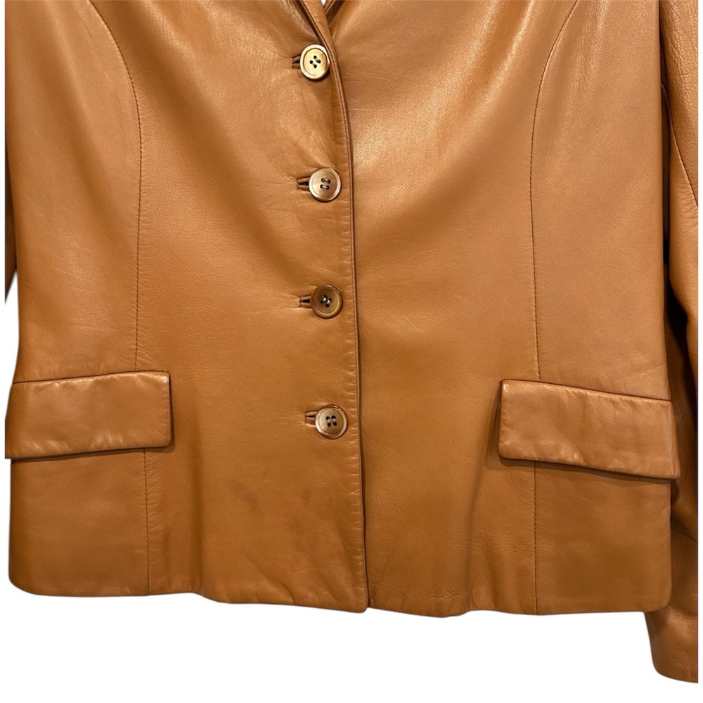 Piazza Sempione Womens S Italian 44 Soft Leather Jacket Tan Brown Made in Italy - Picture 3 of 8
